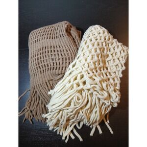 Bundle Of 2 Lightweight Infinity Fashion Scarfs (Ivory) Knit Boho (Brown) #393C